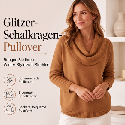 ⭐50% RABATT– Pailletten-Pullover mit elegantem Kragen – weich und wärmend 🧣