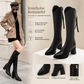 🎉Über 100.000 zufriedene Kunden!🎉 Damen Reitstiefel mit spitzer Zehenpartie, kniehoch, klobigen High Heels und Reißverschluss hinten