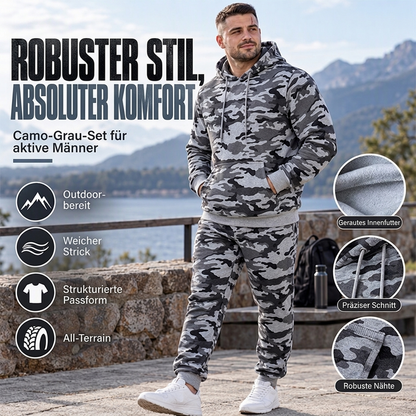 📢🎉50%Rabatt!!!🛍️✨Herren-Kapuzenpullover und Hosen-Set mit Plüschfutter, Camouflage-Muster
