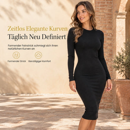 💞Social-Media-Hit!💞 Elegantes langärmliges Rundhals-Bodycon-Kleid