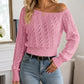 🔥Nur heute: 50% Rabatt!🔥 Damen schulterfreies kurz geschnittenes Strickpullover