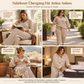 ⏰Jetzt oder nie!⏰ Damen gestreiftes lässiges Loungewear-Set, langärmeliges V-Ausschnitt-Oberteil und weite Hose, zweiteiliges entspannt sitzendes Set
