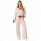⏰Jetzt oder nie!⏰ Damen gestreiftes lässiges Loungewear-Set, langärmeliges V-Ausschnitt-Oberteil und weite Hose, zweiteiliges entspannt sitzendes Set