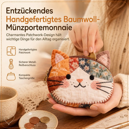 🚨Beeil dich!🚨 Niedliches Patchwork-Katzen-Münzfach und tragbarer Kartenhalter – kleine, kreative Geldbörse für Mädchen