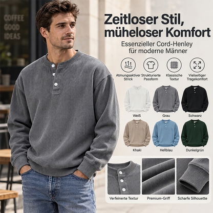 🥳Millionenfach bewährt!🥳 Lässiges Cord-Langarm-Henley-Shirt für Herren