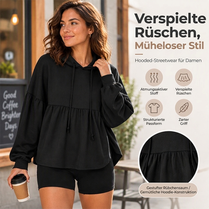 🥳Über 50.000 verkauft!🥳 Damen lockeres, gerafftes Kapuzen-Sweatshirt