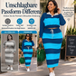 🥳Alles im Sale! Schnell sein!🥳 Damen Gestreiftes Crop-Top mit Kragen und Midirock Set