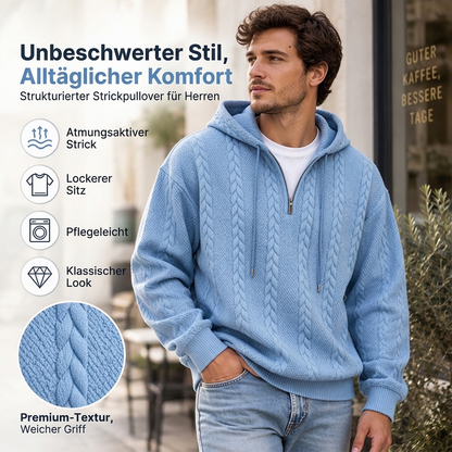 🎉Top Angebot! Jetzt kaufen!🎉 Herren Zopfstrick Halbreißverschluss Kapuzenpullover
