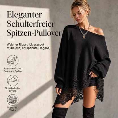 🌊Winter-Bestseller!🌊 Damen oversized Strickkleid mit Trägerhemd, asymmetrischem Spitzenbesatz und Blumenmuster