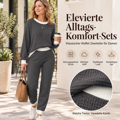 🔥Bestseller Nr. 1!🔥 Freizeit 2-Teilig Waffelstrick Set für Damen