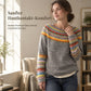 🎁Von Kunden empfohlen!🎁 Locker sitzender Damen-Strickpullover mit Rundhalsausschnitt und Farbblock-Design