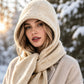 👍🧣Von vielen Kunden gewählt | Vielseitig & praktisch, Alltag – Damen 2-in-1 Thermo-Strickschal mit Kapuze