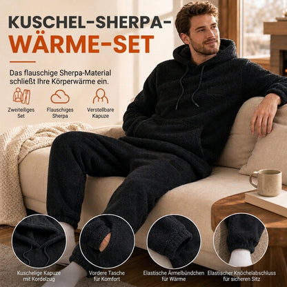 🥳Über 50.000 verkauft!🥳 Herren Winter Warm Lammkapuzenpullover und Hosen 2-Teilig Set