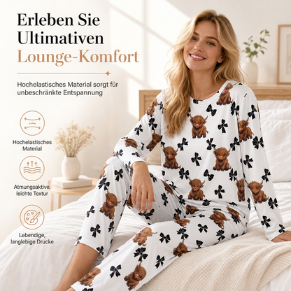 🔥👚Bestseller | Wolkenweicher Komfort, Entspannung zu Hause – Damen Milchseide Langarm-Pyjama-Set