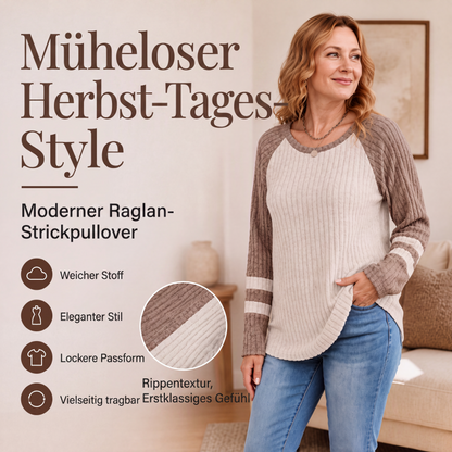 🔥👚Bestseller | Color-Block-Stil, vielseitig für jeden Tag – Langarm-Rippstrickoberteil für Damen im Color-Block-Design