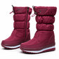 Damen wasserdichte Winterstiefel mit wadenmittlerer Höhe, dickem Plüschfutter, rutschfesten und warmen Baumwollschuhen