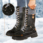 🔥2024 new hot sale 49% off🔥Fashion Knit Patchwork Round Toe Mid-calf Boots