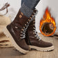 🔥2024 new hot sale 49% off🔥Fashion Knit Patchwork Round Toe Mid-calf Boots