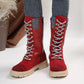 🔥2024 new hot sale 49% off🔥Fashion Knit Patchwork Round Toe Mid-calf Boots