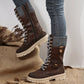 🔥2024 new hot sale 49% off🔥Fashion Knit Patchwork Round Toe Mid-calf Boots