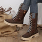 🔥2024 new hot sale 49% off🔥Fashion Knit Patchwork Round Toe Mid-calf Boots