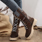 🔥2024 new hot sale 49% off🔥Fashion Knit Patchwork Round Toe Mid-calf Boots