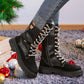 🔥2024 new hot sale 49% off🔥Fashion Knit Patchwork Round Toe Mid-calf Boots