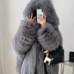 Lockere, kuschelige, warme und wuschelige Jacke mit Kapuze