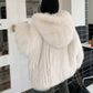 Lockere, kuschelige, warme und wuschelige Jacke mit Kapuze