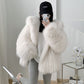 Lockere, kuschelige, warme und wuschelige Jacke mit Kapuze